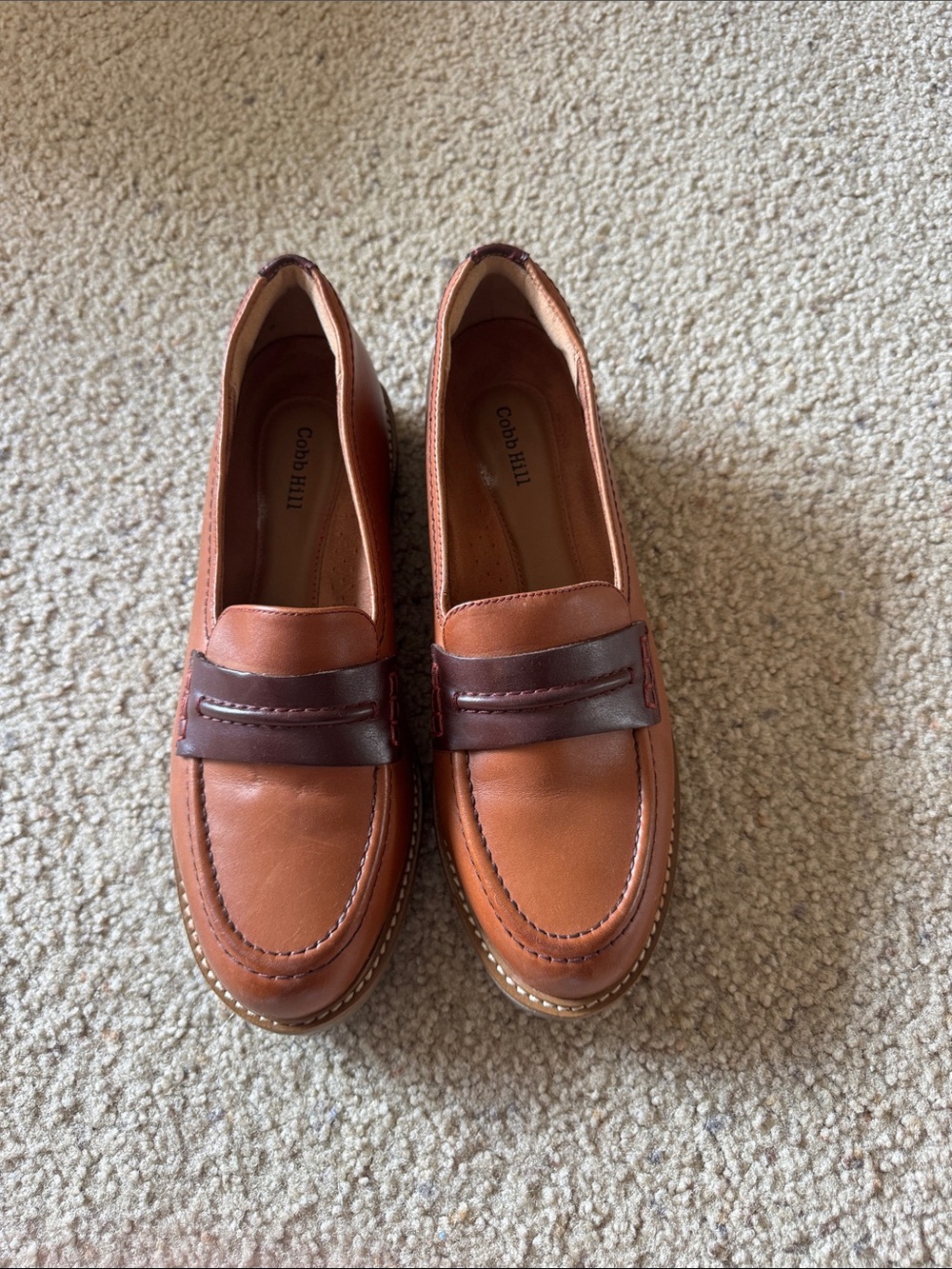 Cobb Hill Womens 9.5 Janney Tan Leather Cushioned Preppy Slip On Loafer like New
